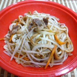 冷凍うどんで「レンジ焼うどん」